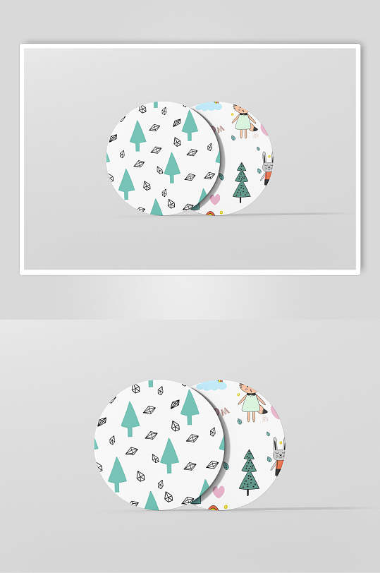 卡通唯美时尚图案咖啡杯垫样机