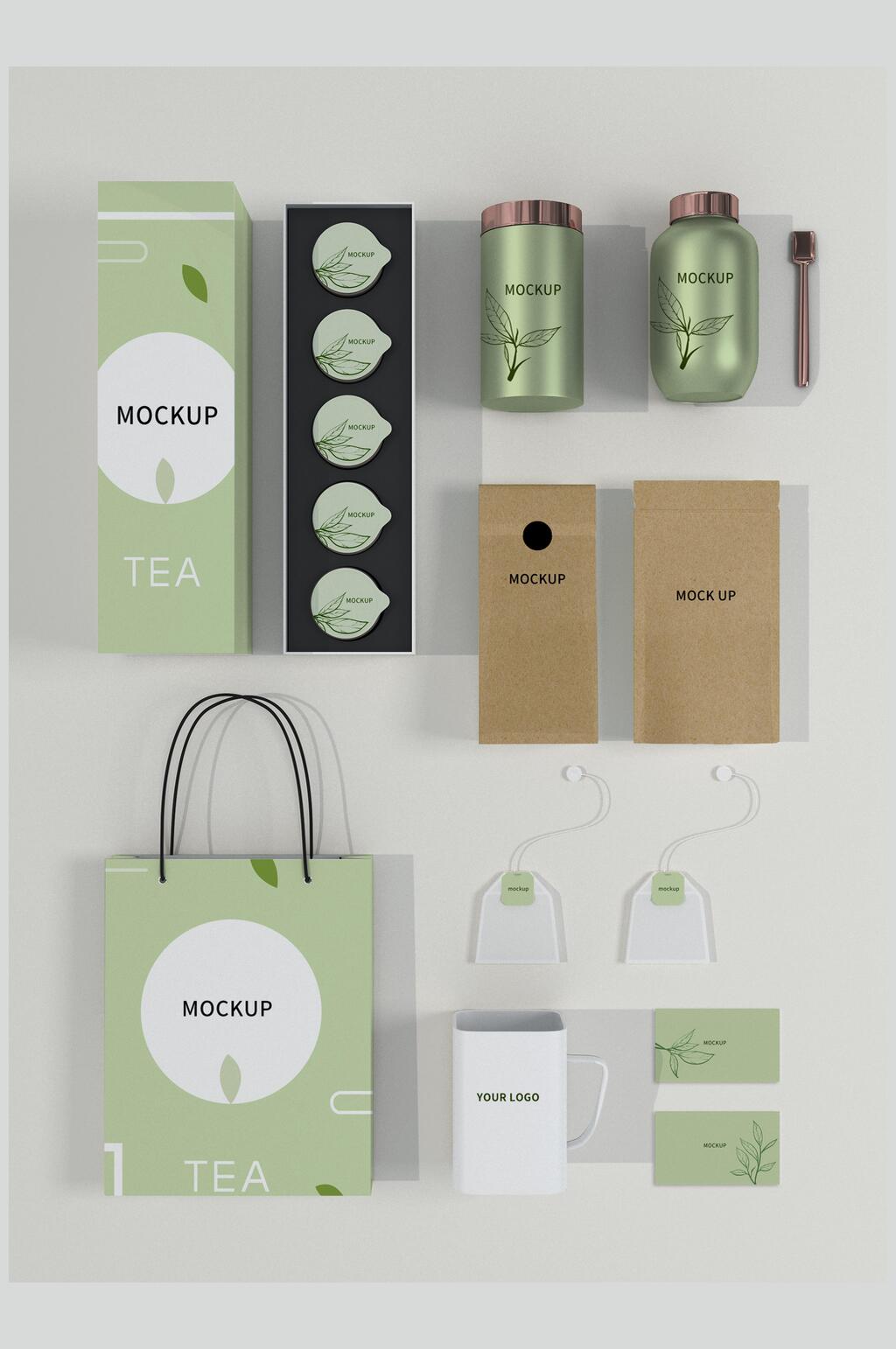 套装茶叶品牌VI包装样机素材
