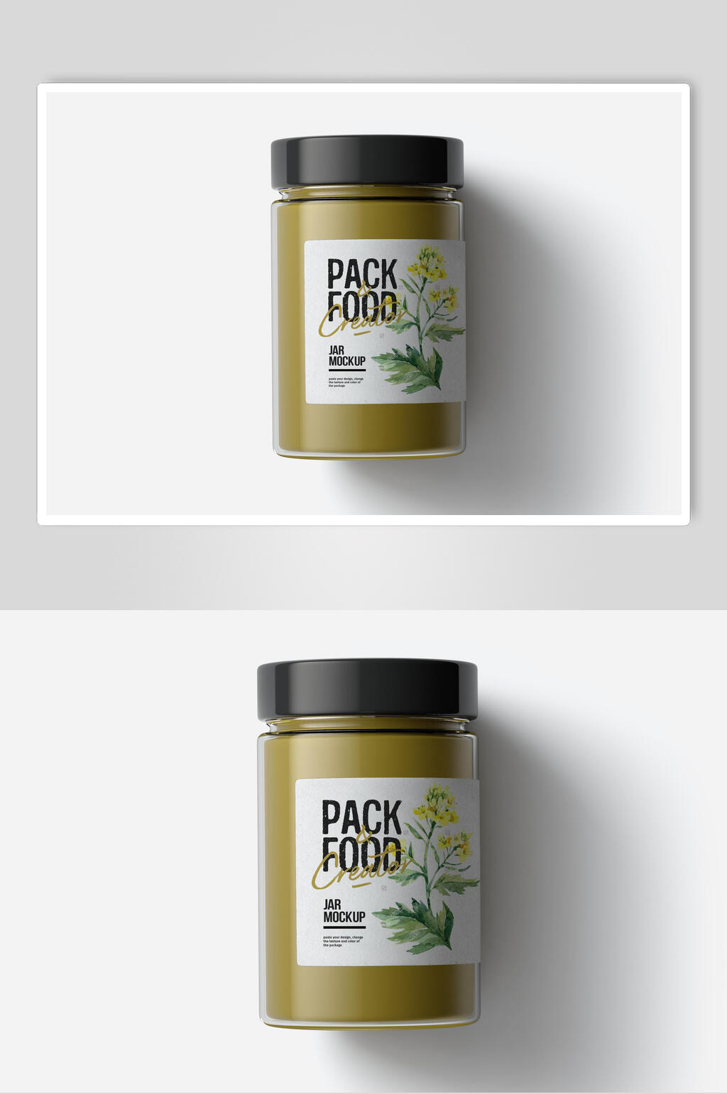植物玻璃瓶食物包装样机素材