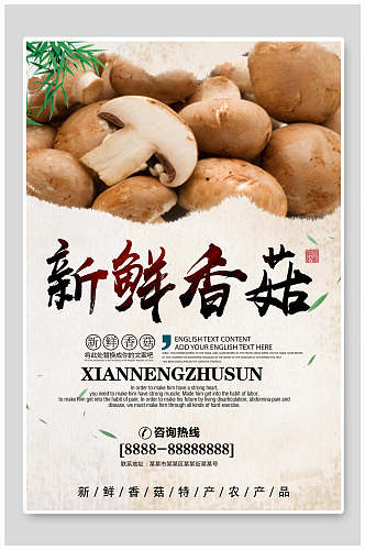 新鲜香菇美食海报
