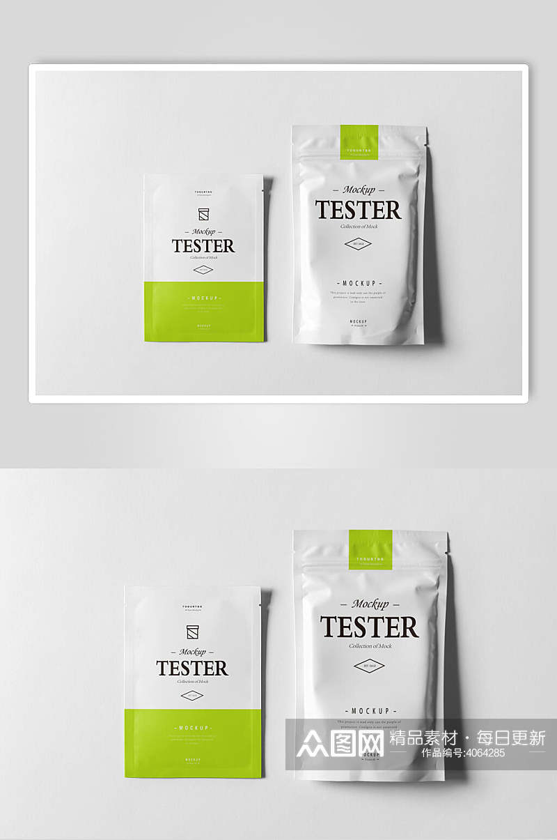 白绿袋子茶叶包装VI设计样机素材