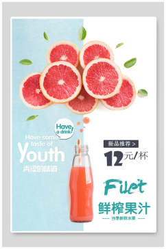雪橙果汁饮品美食促销海报