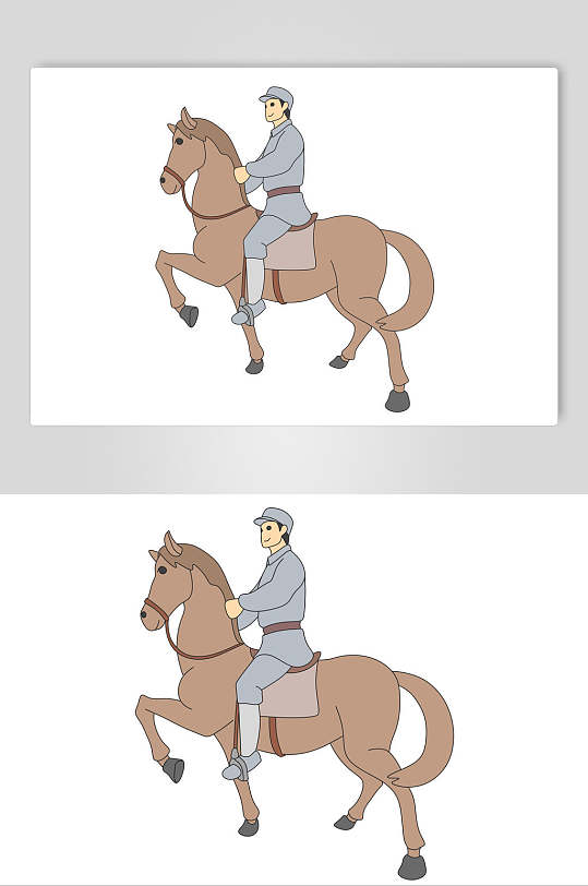 骑马卡通士兵素材