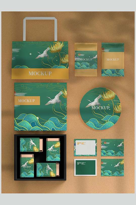 图片-绿色国潮文创样机设计素材-绿色国潮文创样机模板下载-众图网