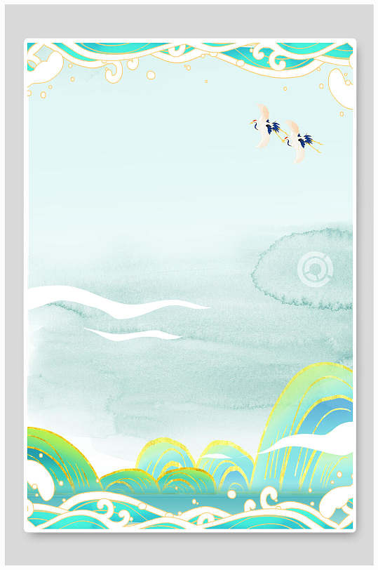 唯美简约手绘清新中式清新典雅背景