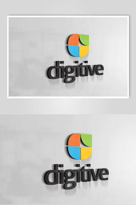 商务企业多彩色块立体标志样机