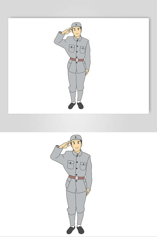 敬礼卡通士兵素材
