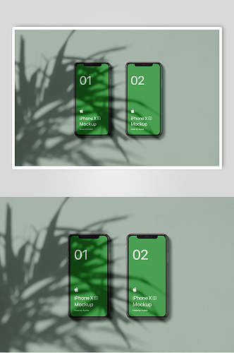 唯美植物影子绿色手机样机设计