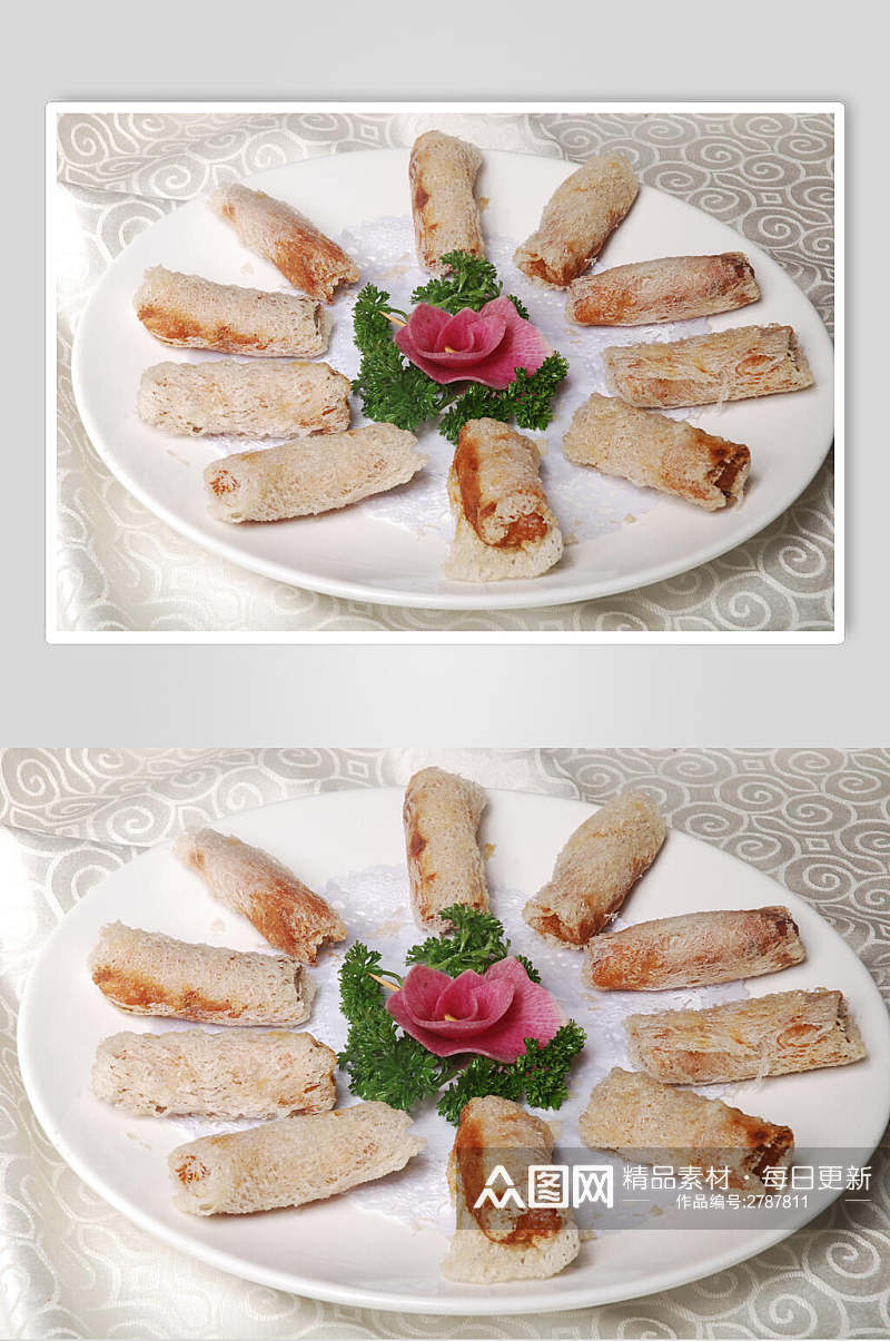 虾肉春卷食品图片素材