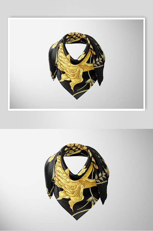 黑金大气高端时尚丝巾丝绸布料样机-众图网