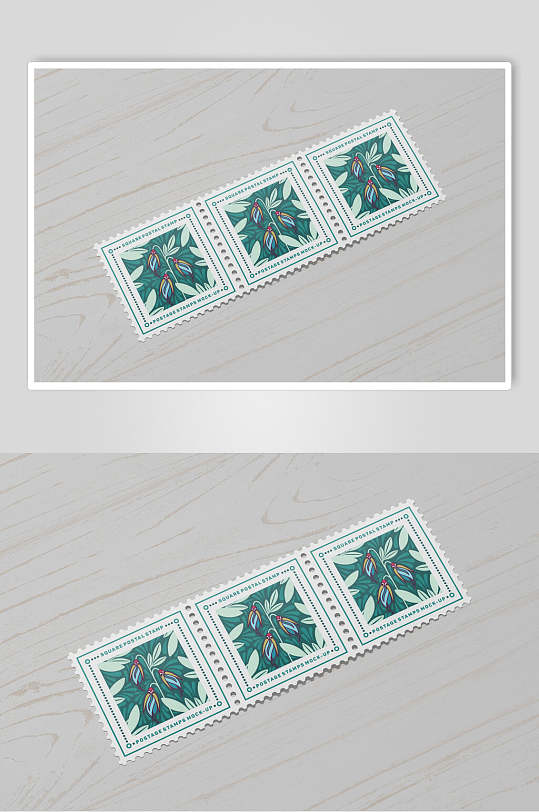 绿色邮票贴纸样机