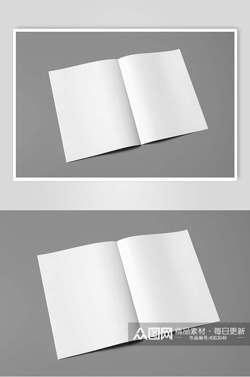 灰白简约创意大气清新折页画册样机素材