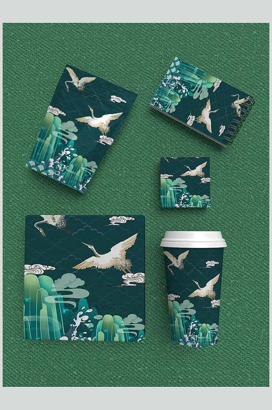 绿色国潮文创样机图片-绿色国潮文创样机设计素材-绿色国潮文创样机