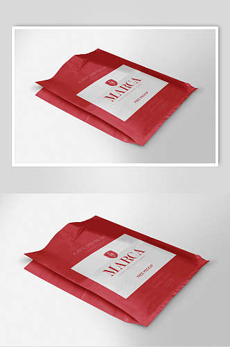 时尚红白简约创意大气塑料袋样机
