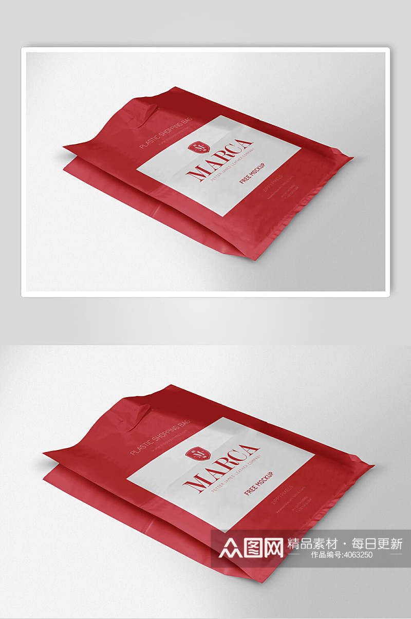 时尚红白简约创意大气塑料袋样机素材