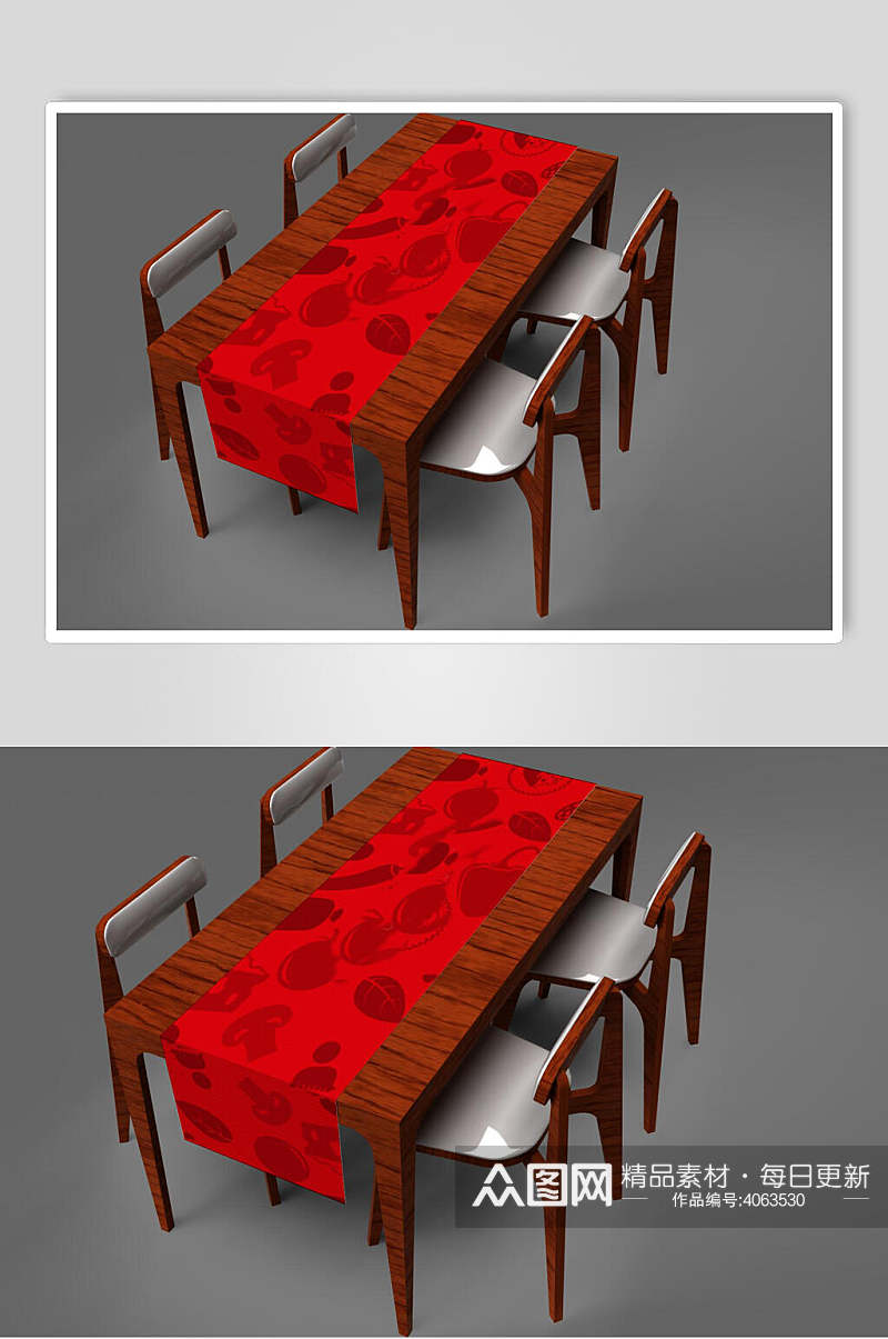 椅子红黑简约创意大气时尚桌布样机素材