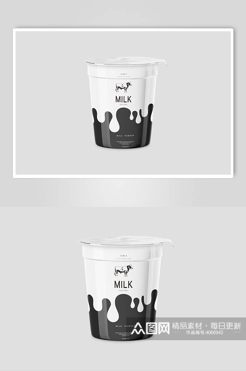 黑白酸奶饮料包装样机素材