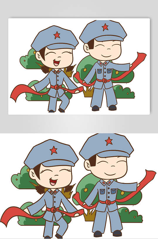 八路军卡通士兵素材