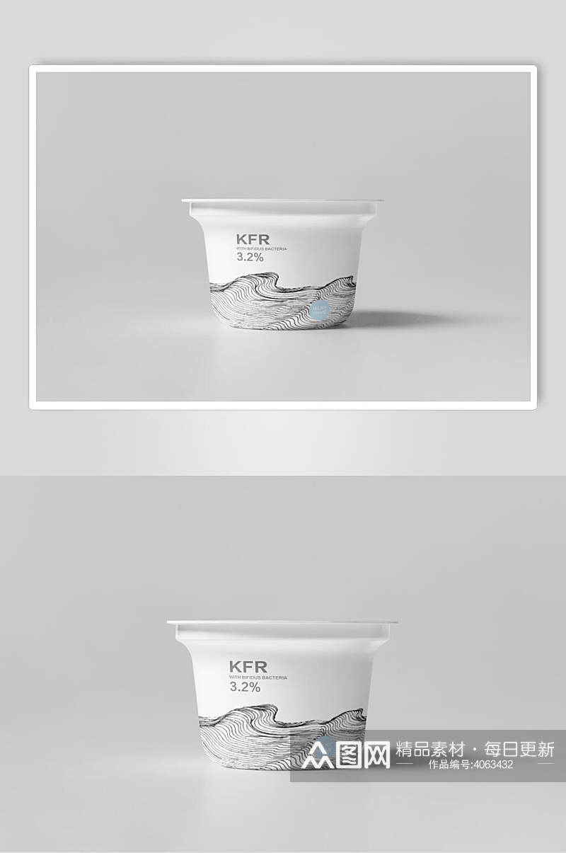 时尚灰白创意牛奶酸奶包装盒样机素材