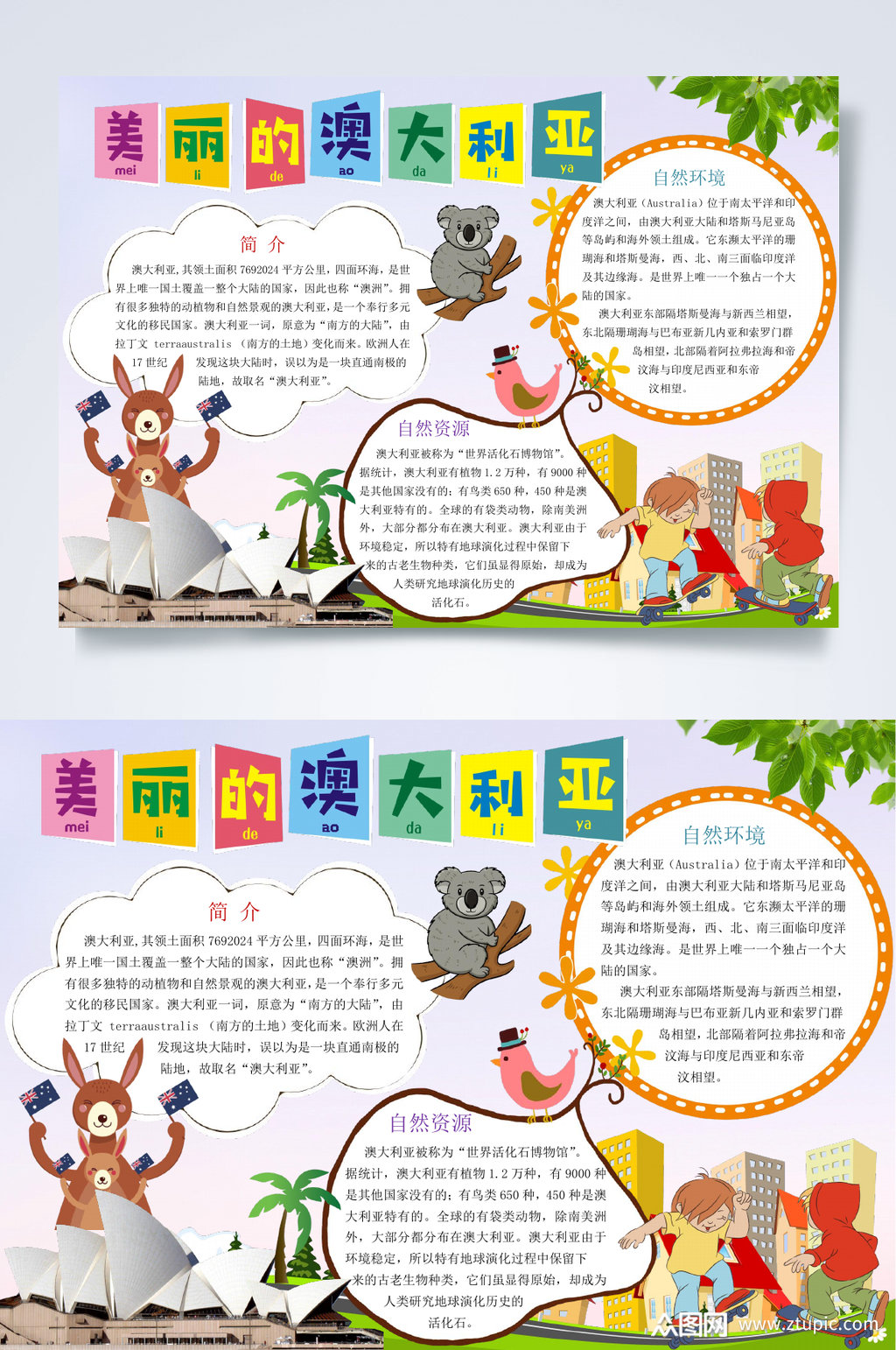 美丽的澳大利亚旅游word小报