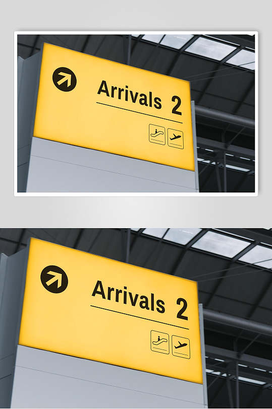 英文黑黄箭头指示牌智能贴图样机