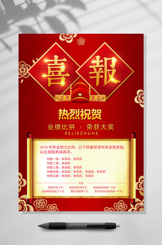 业绩比拼喜报WORD-众图网
