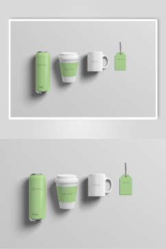 绿白水瓶杯子创意大气时尚样机设计