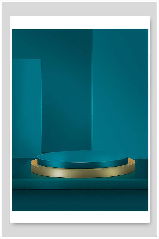 简约展台绿金高端大气立体场景背景