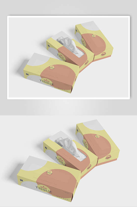 黄色圆形手绘餐巾抽纸巾包装盒样机