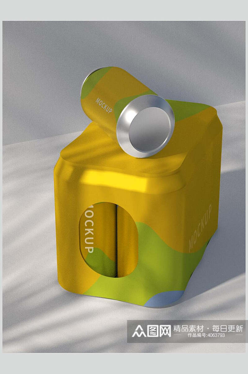 清新黄绿创意大气礼盒展示VI样机素材