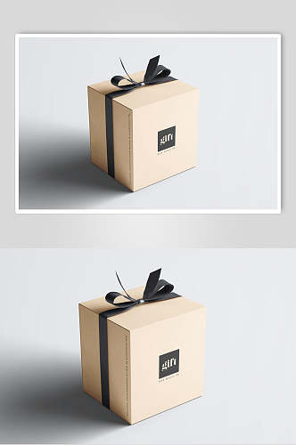 蝴蝶结英文字母立体礼品包装盒样机