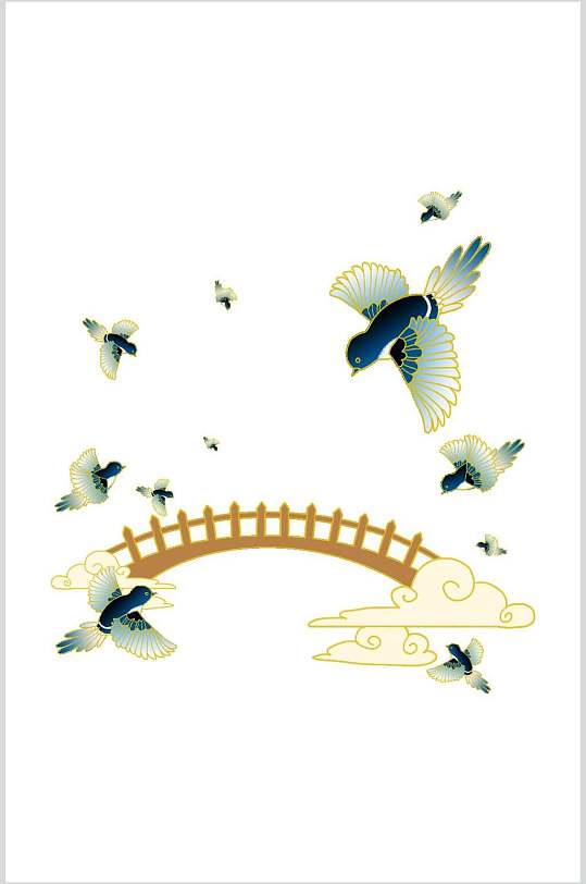 鲜花时尚创意高端唯美七夕插画素材