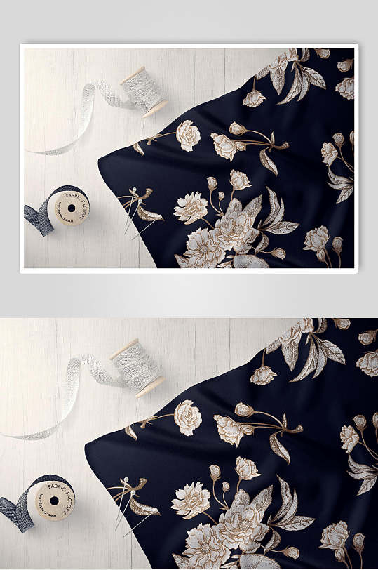 花朵丝带大气高端丝巾丝绸布料样机-众图网