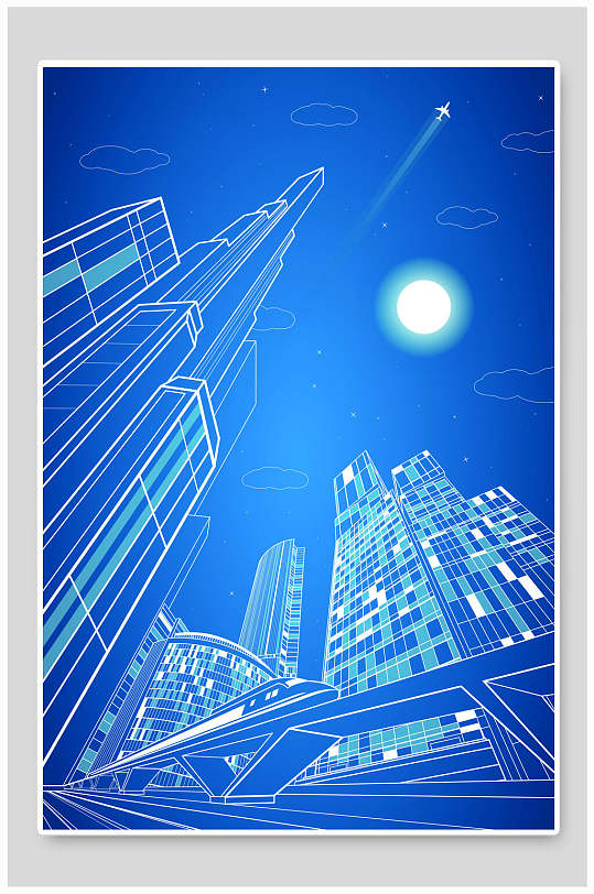 背景简约蓝手绘科技线稿风企业矢量背景立即下载清新简约蓝科技线稿风