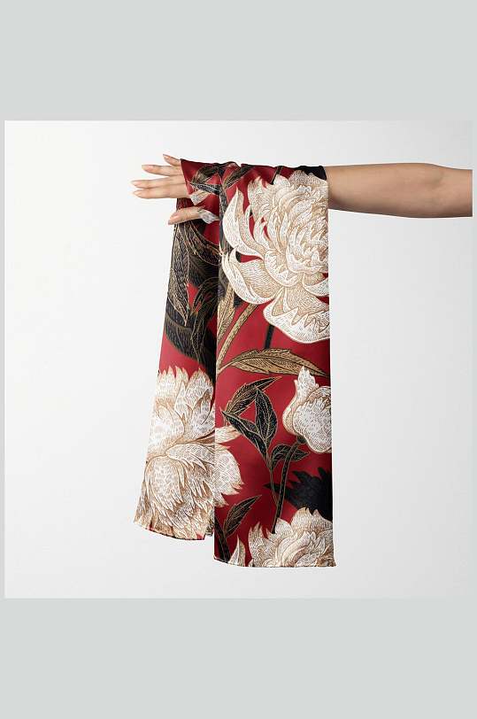 个性大气花朵叶子丝巾丝绸布料样机