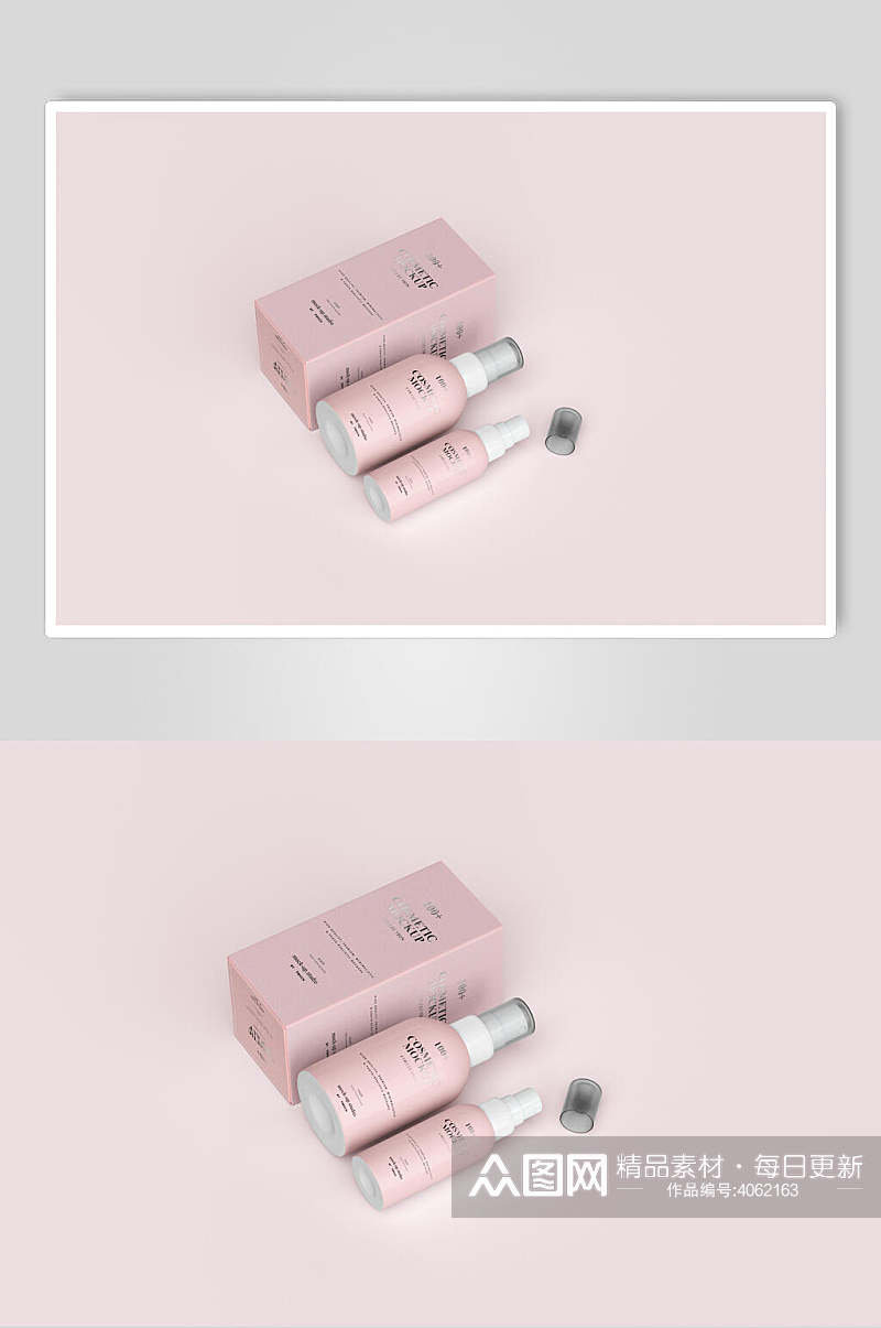 粉色纸盒化妆品护肤品美妆包装样机素材
