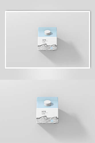 简约蓝灰创意牛奶酸奶包装盒样机