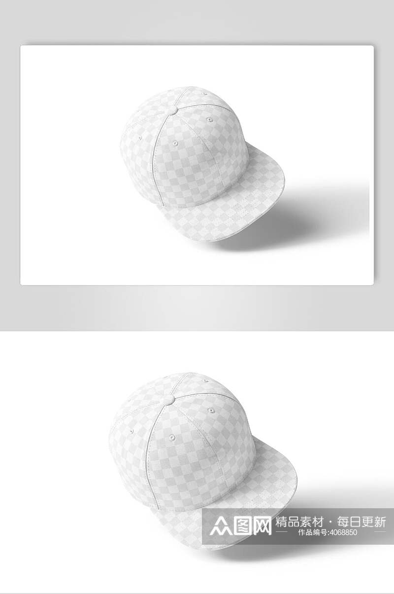 白色方块简约创意大气鸭舌帽样机素材
