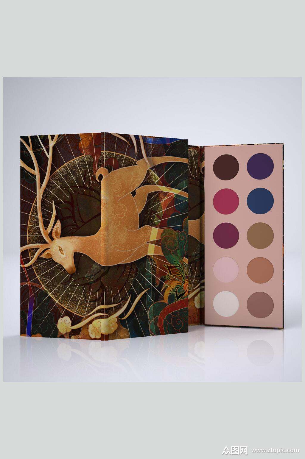 国潮腮红眼影化妆品样机素材