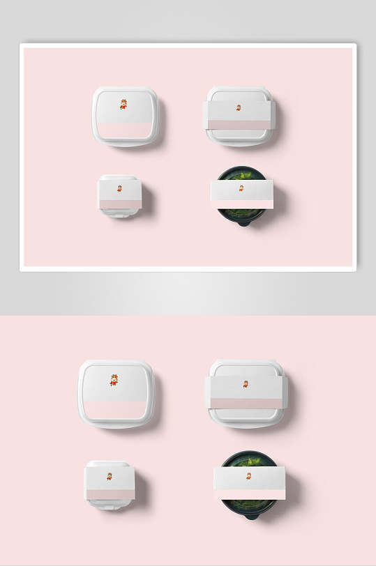 清新粉色餐厅食品包装样机-众图网