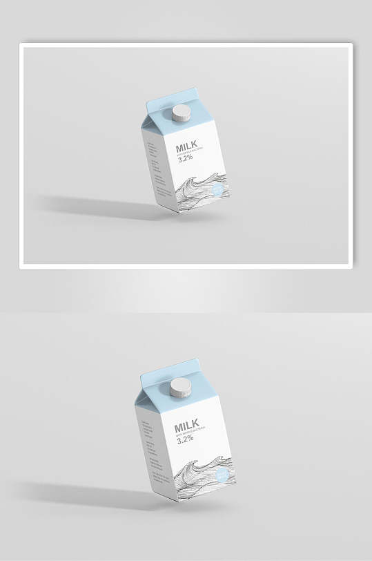 数字符号条纹蓝牛奶酸奶包装盒样机