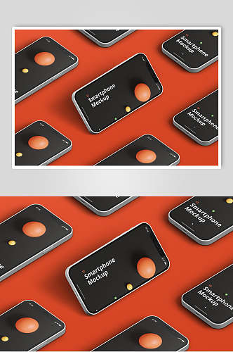 简约橙黑圆形创意大气手机贴图样机