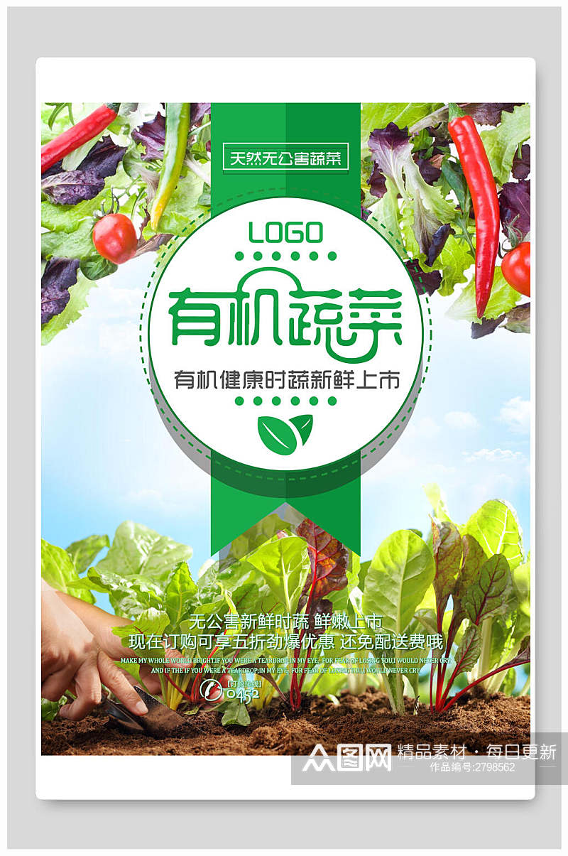 清新健康有机蔬菜食品海报素材