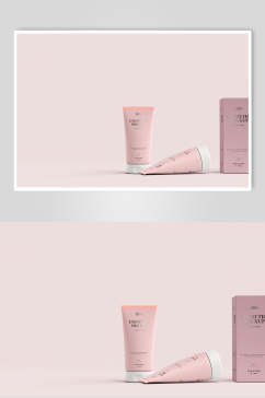 粉色简约化妆品护肤品美妆包装样机