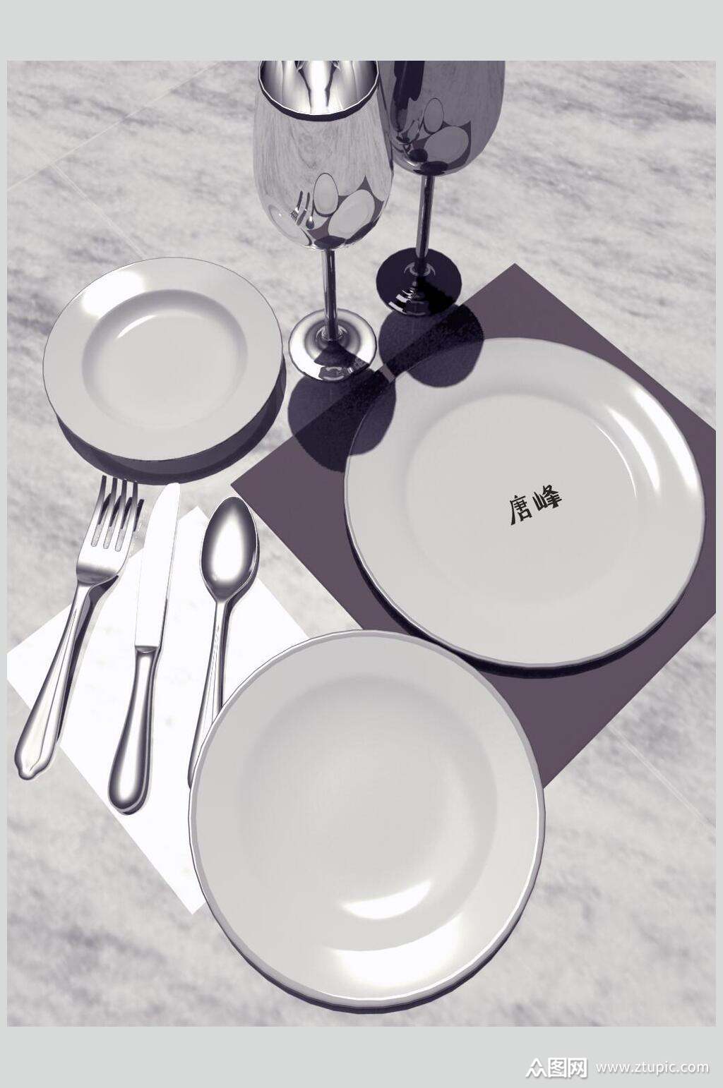 盘子陶瓷餐具样机素材