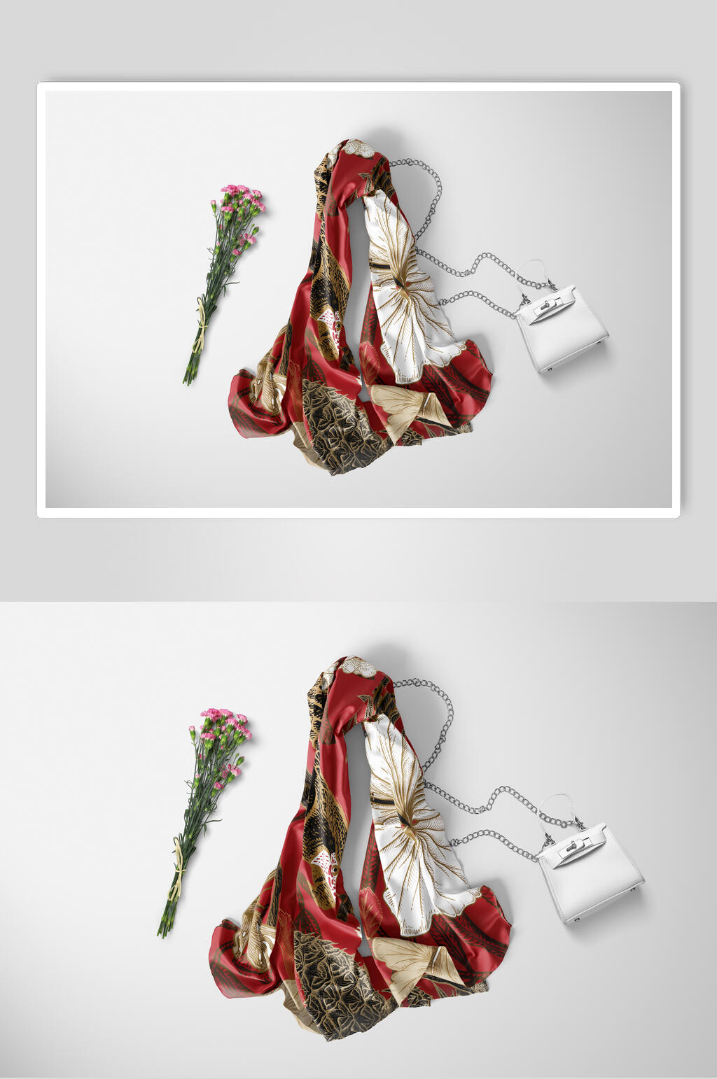 时尚花朵大气清新丝巾丝绸布料样机素材