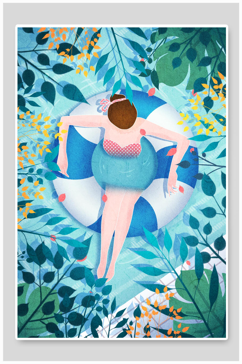 素雅高端手绘大气蓝小清新插画海报模板下载-编号2796610-众图网