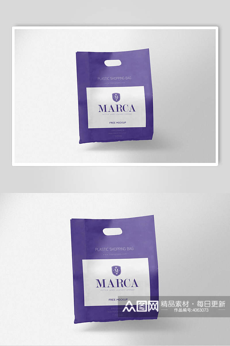 时尚紫色英文创意大气塑料袋样机素材