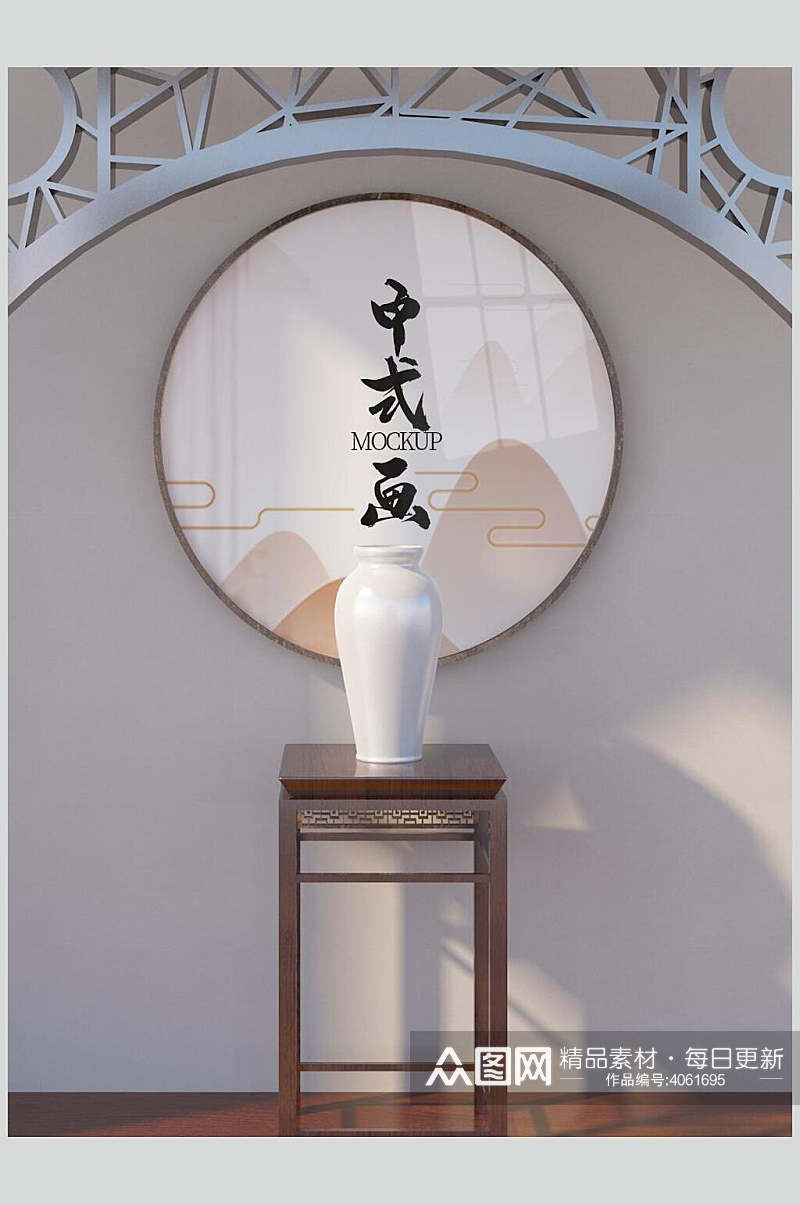中式画中式家具装饰画样机素材