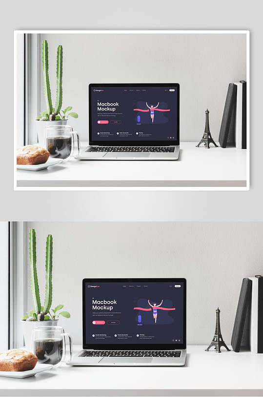 白色桌子笔记本电脑展示样机
